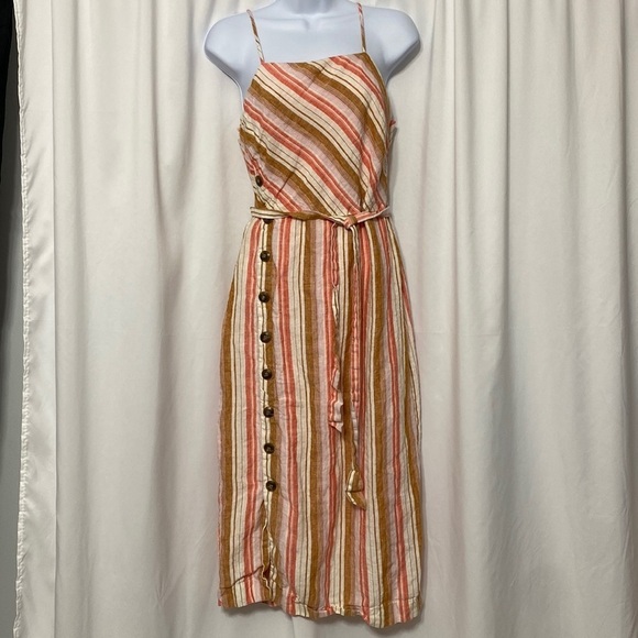 Joie Khari Striped Linen Midi Sun Dress size small - Picture 4 of 9